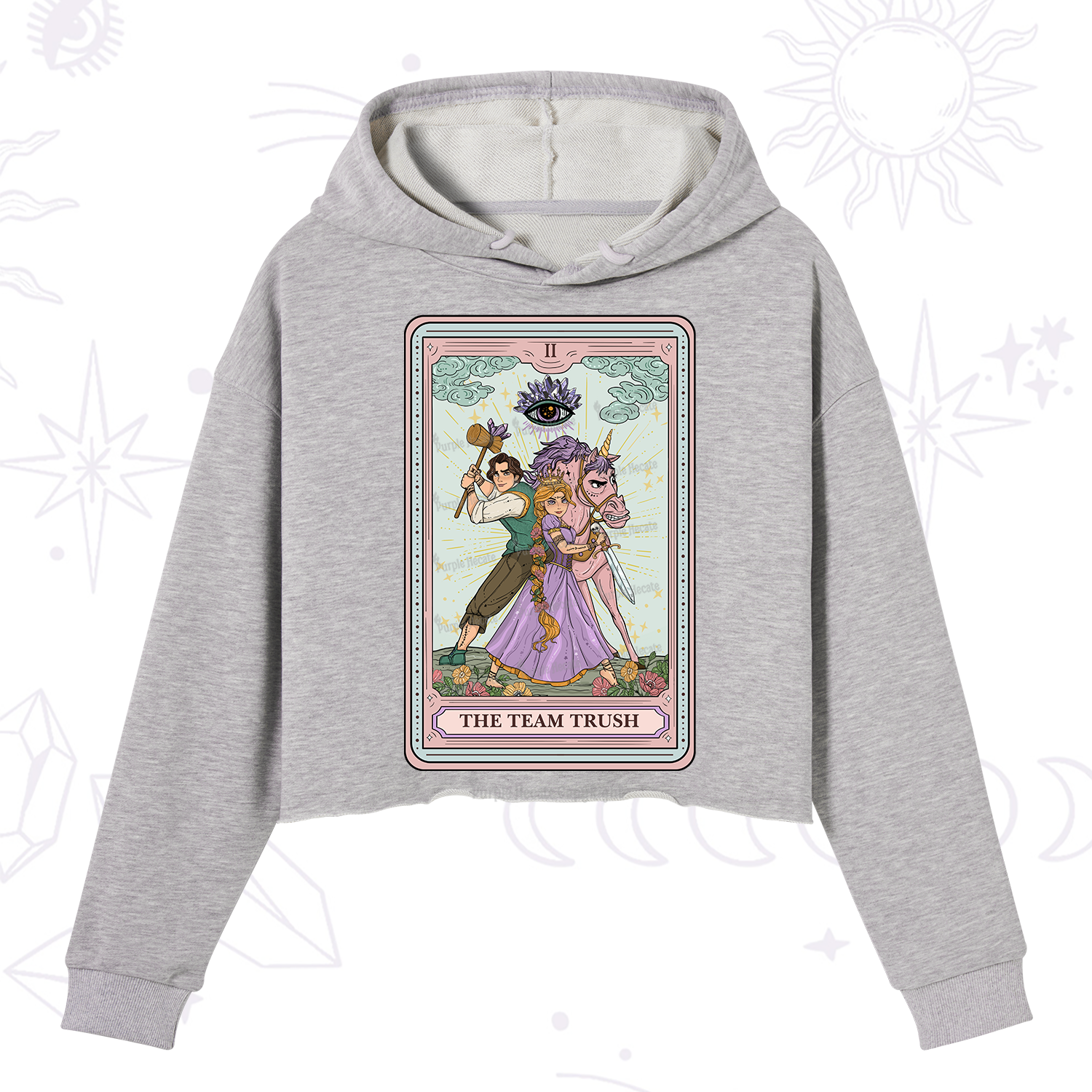 Purplehecate The Team Trush Tarot Card Crop Hoodie