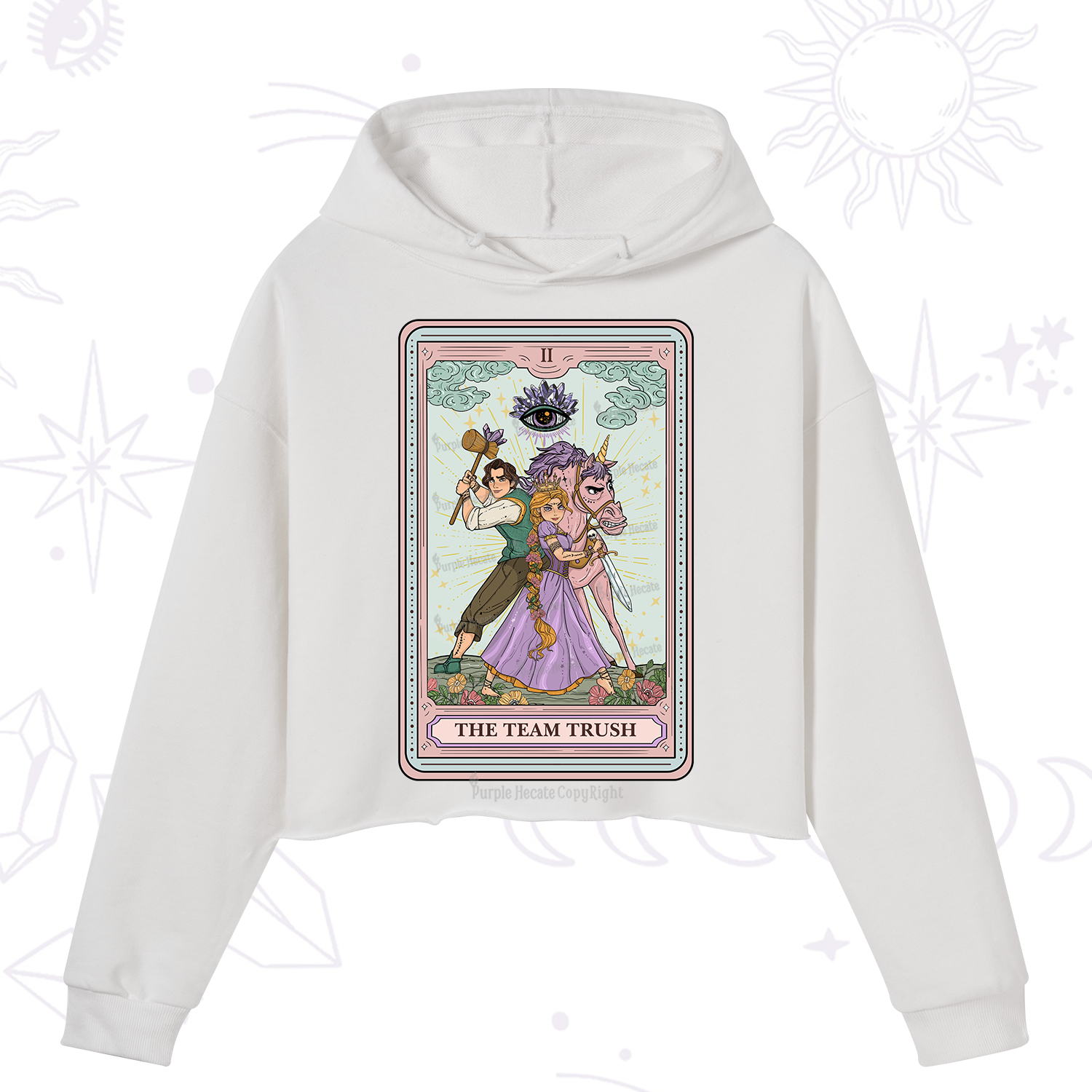 Purplehecate The Team Trush Tarot Card Crop Hoodie