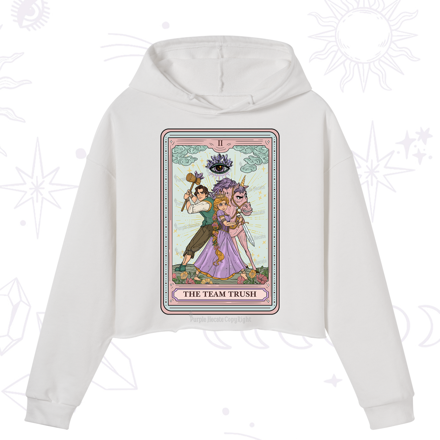 Purplehecate The Team Trush Tarot Card Crop Hoodie