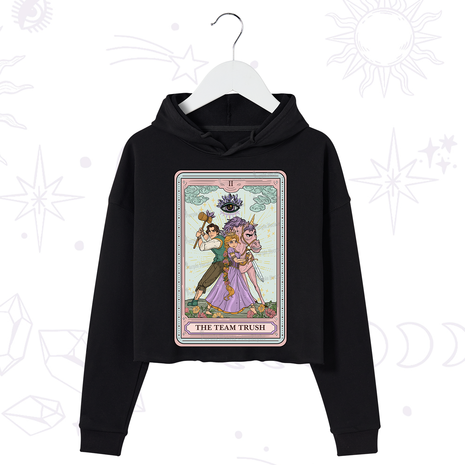 Purplehecate The Team Trush Tarot Card Crop Hoodie