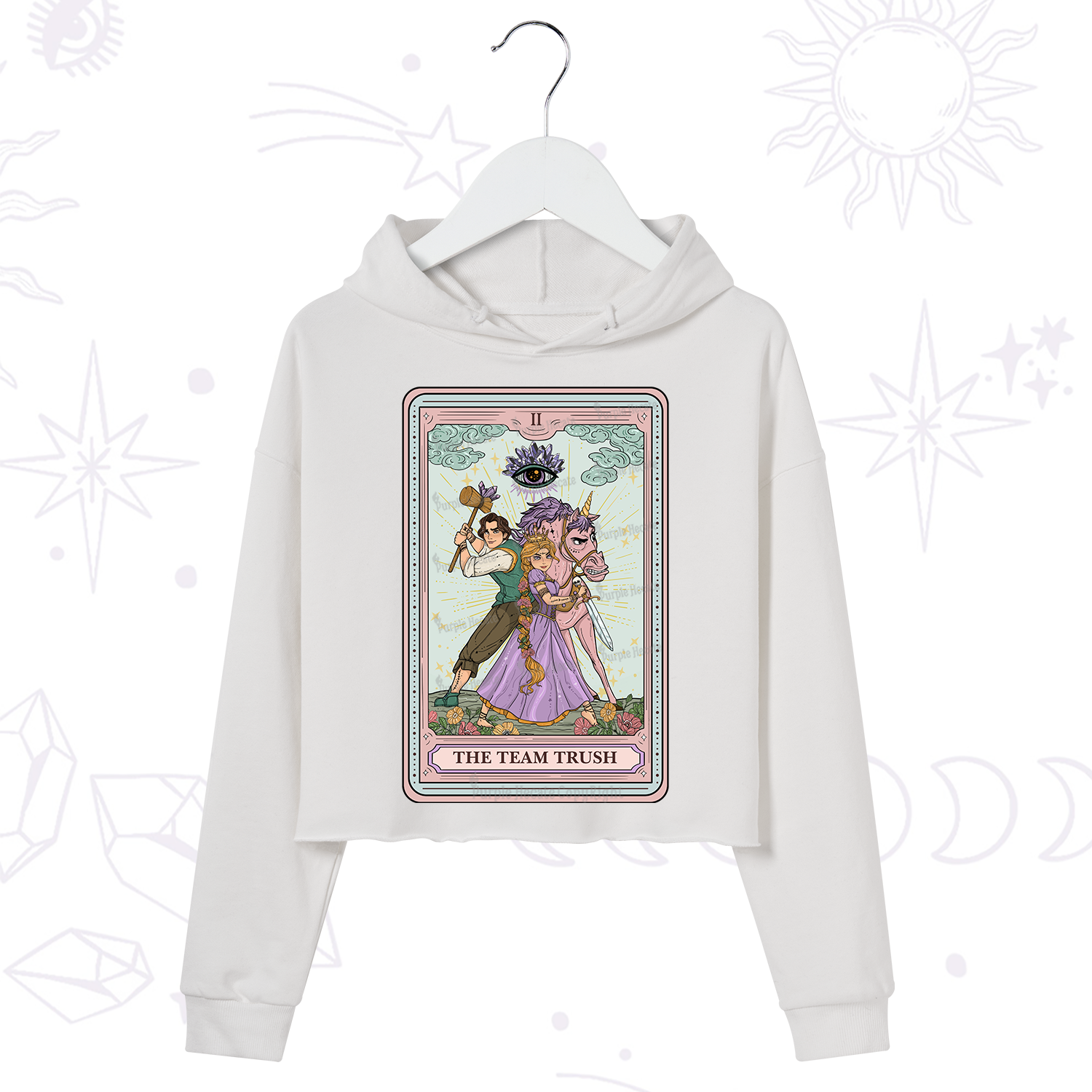 Purplehecate The Team Trush Tarot Card Crop Hoodie