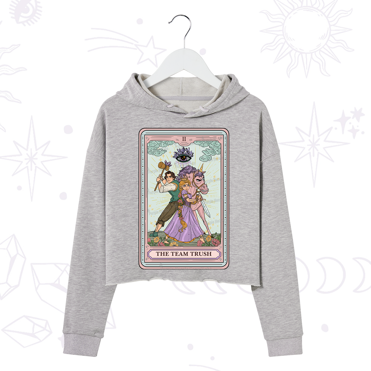 Purplehecate The Team Trush Tarot Card Crop Hoodie