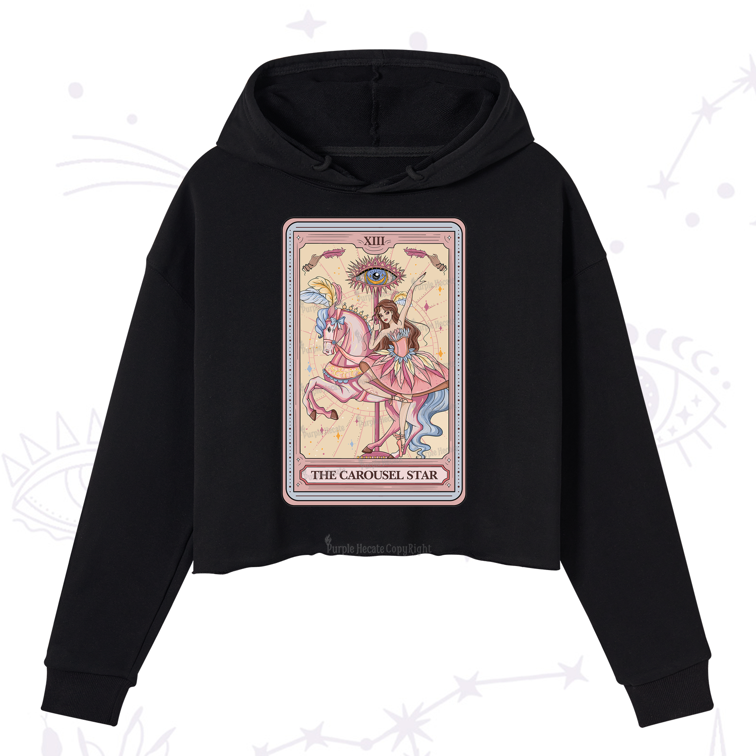 Purplehecate The Carousel Star Tarot Card Crop Hoodie