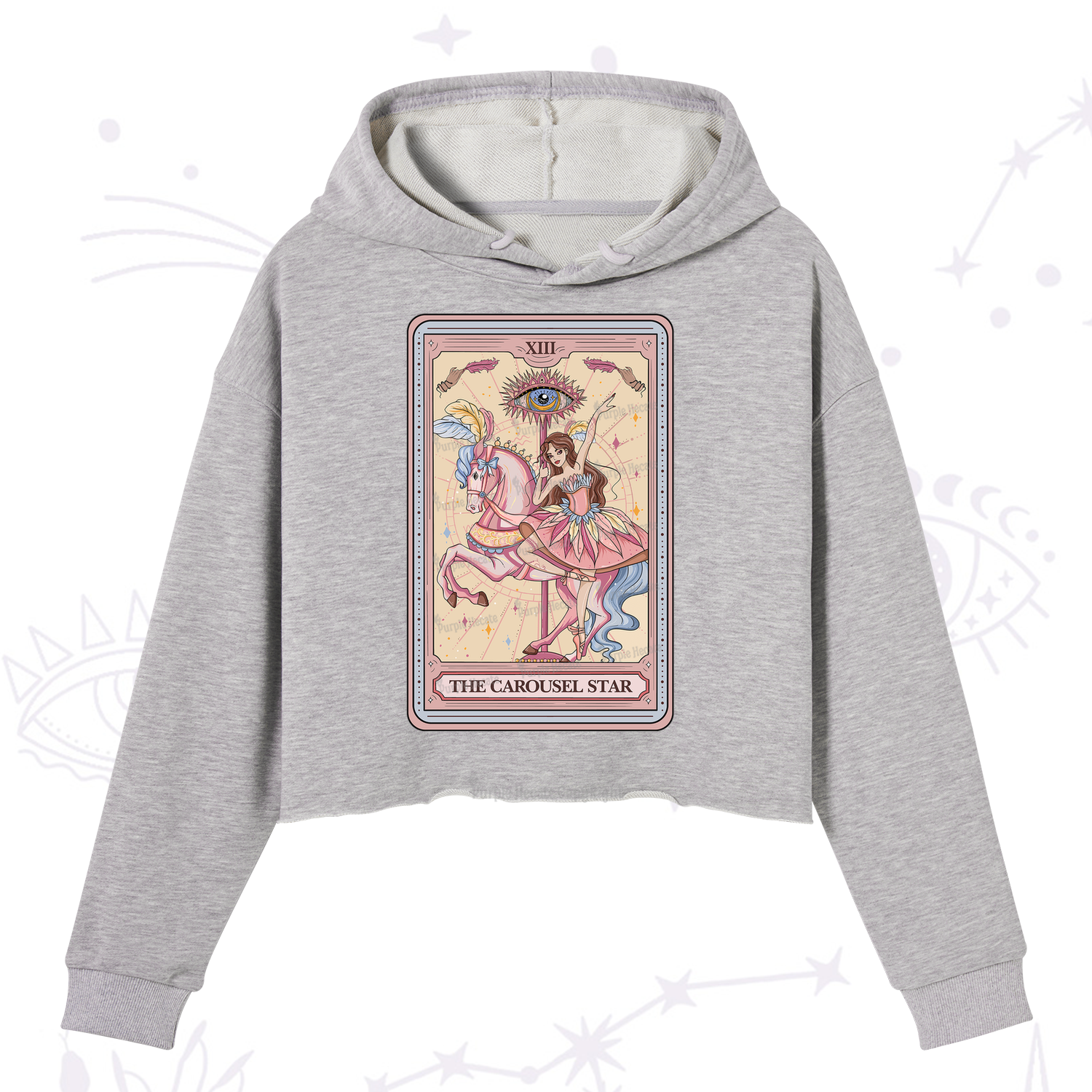 Purplehecate The Carousel Star Tarot Card Crop Hoodie