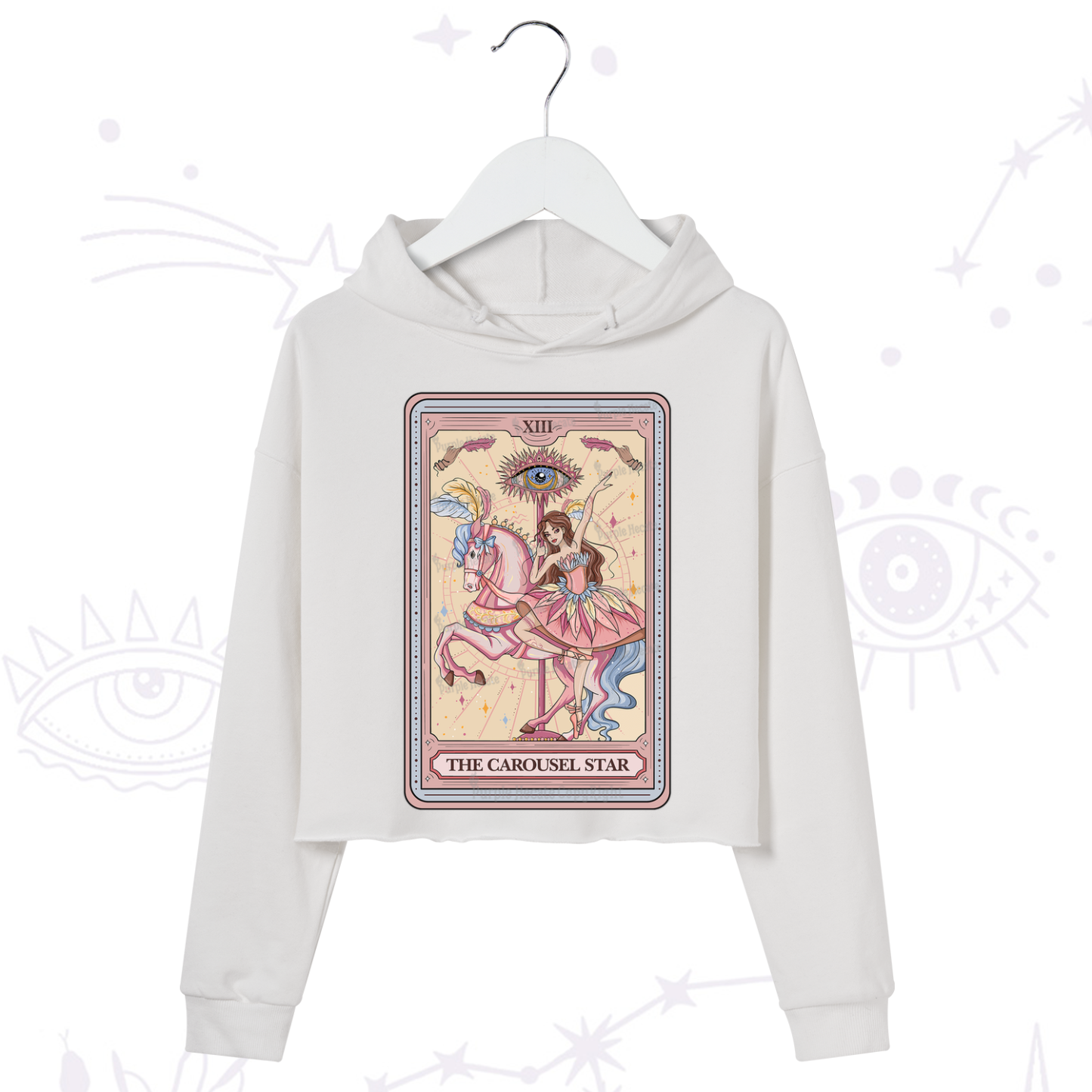 Purplehecate The Carousel Star Tarot Card Crop Hoodie