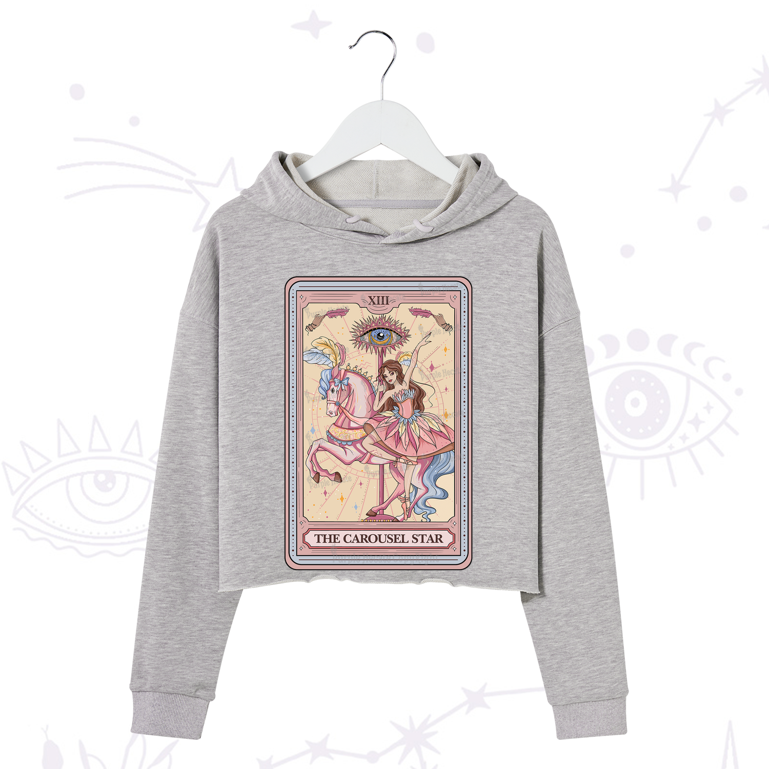 Purplehecate The Carousel Star Tarot Card Crop Hoodie