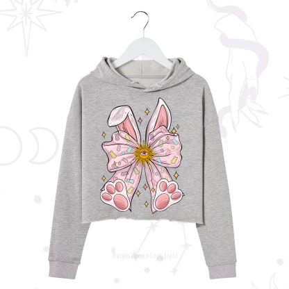 Purplehecate Mystical Bunny Bow Easter Crop Hoodie