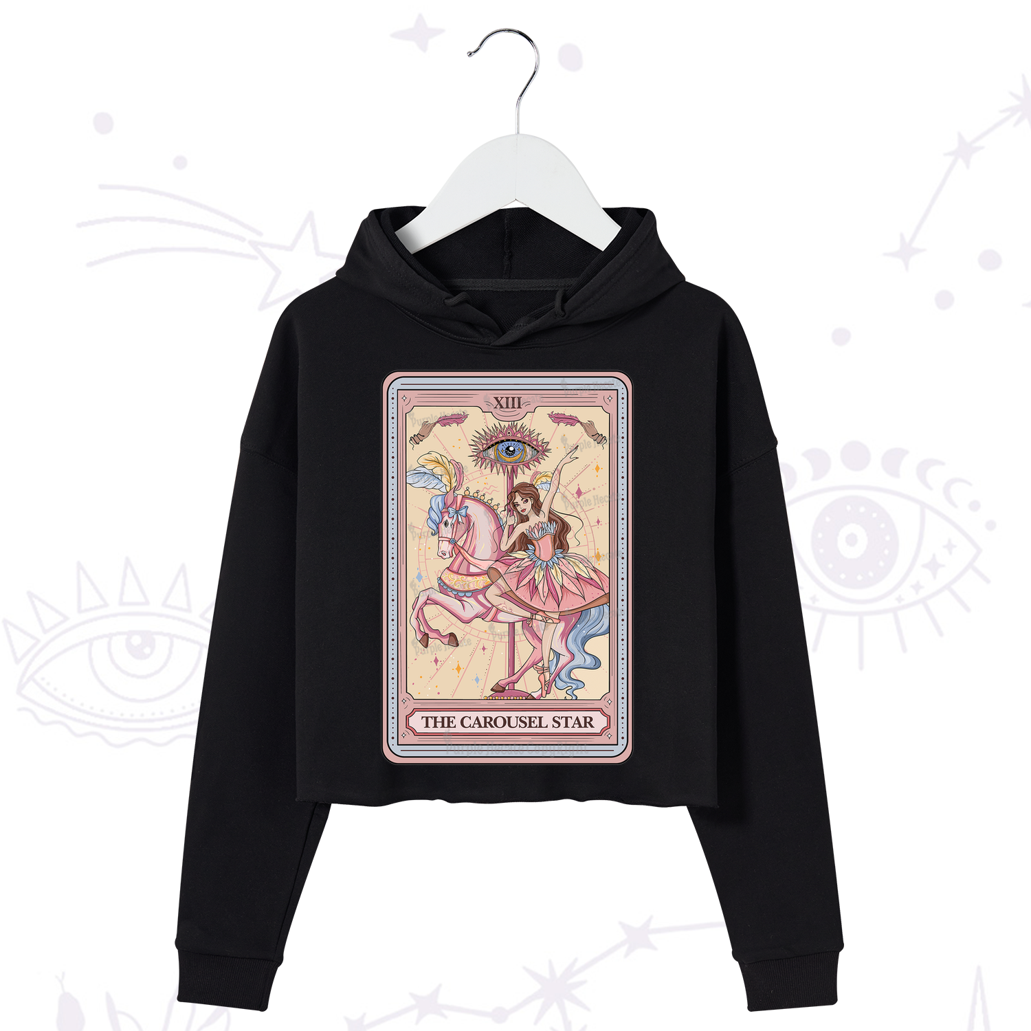 Purplehecate The Carousel Star Tarot Card Crop Hoodie