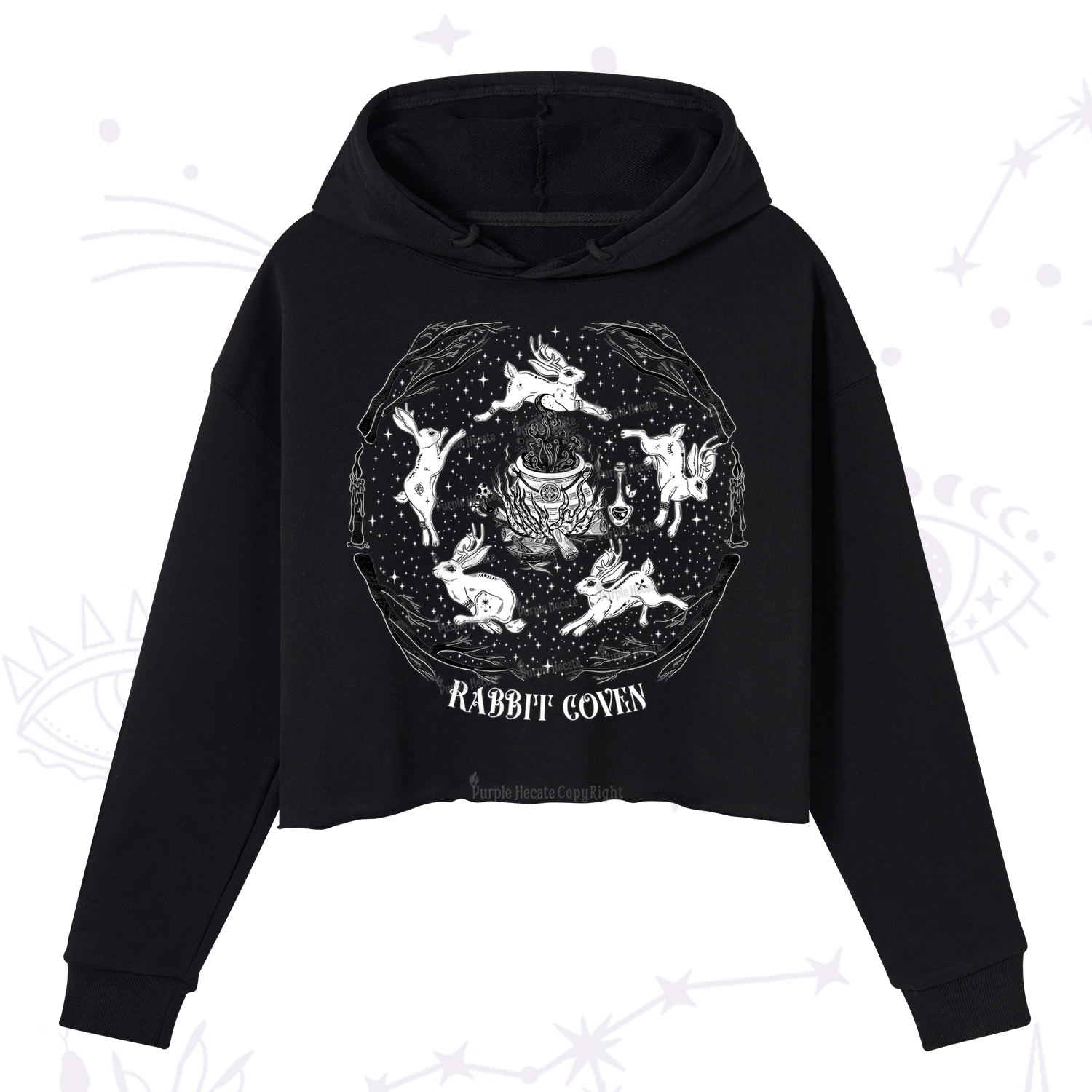 Purplehecate Rabbit Coven Crop Hoodie