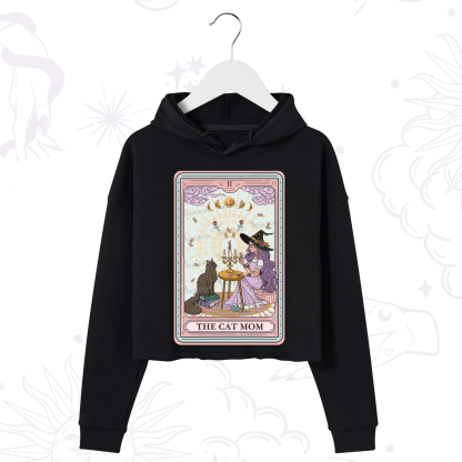 Purplehecate The Cat Witch Mom Tarot Crop Hoodie