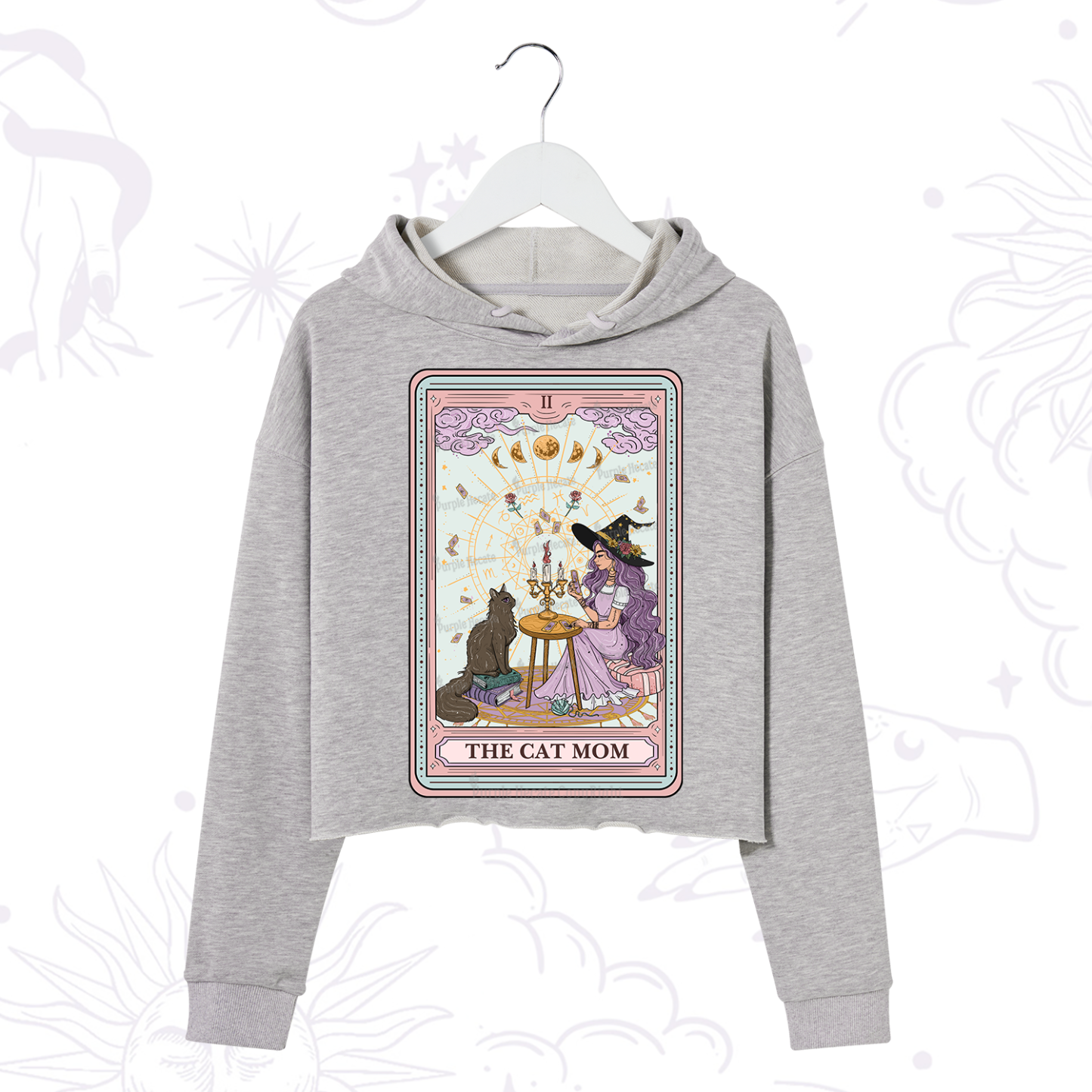 Purplehecate The Cat Witch Mom Tarot Crop Hoodie