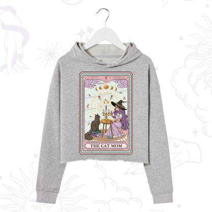 Purplehecate The Cat Witch Mom Tarot Crop Hoodie