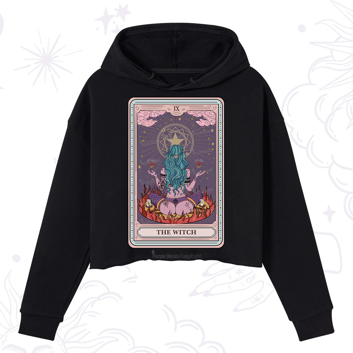 Purplehecate The Witch Tarot Card Crop Hoodie