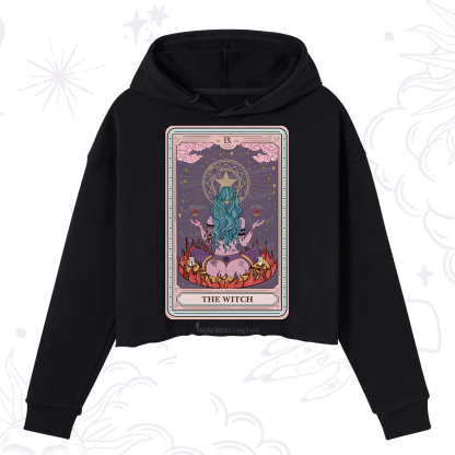 Purplehecate The Witch Tarot Card Crop Hoodie