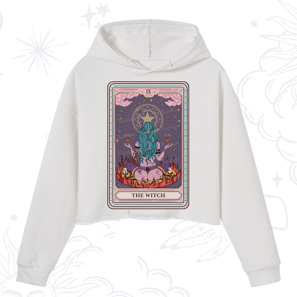 Purplehecate The Witch Tarot Card Crop Hoodie