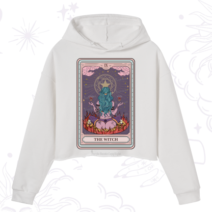 Purplehecate The Witch Tarot Card Crop Hoodie