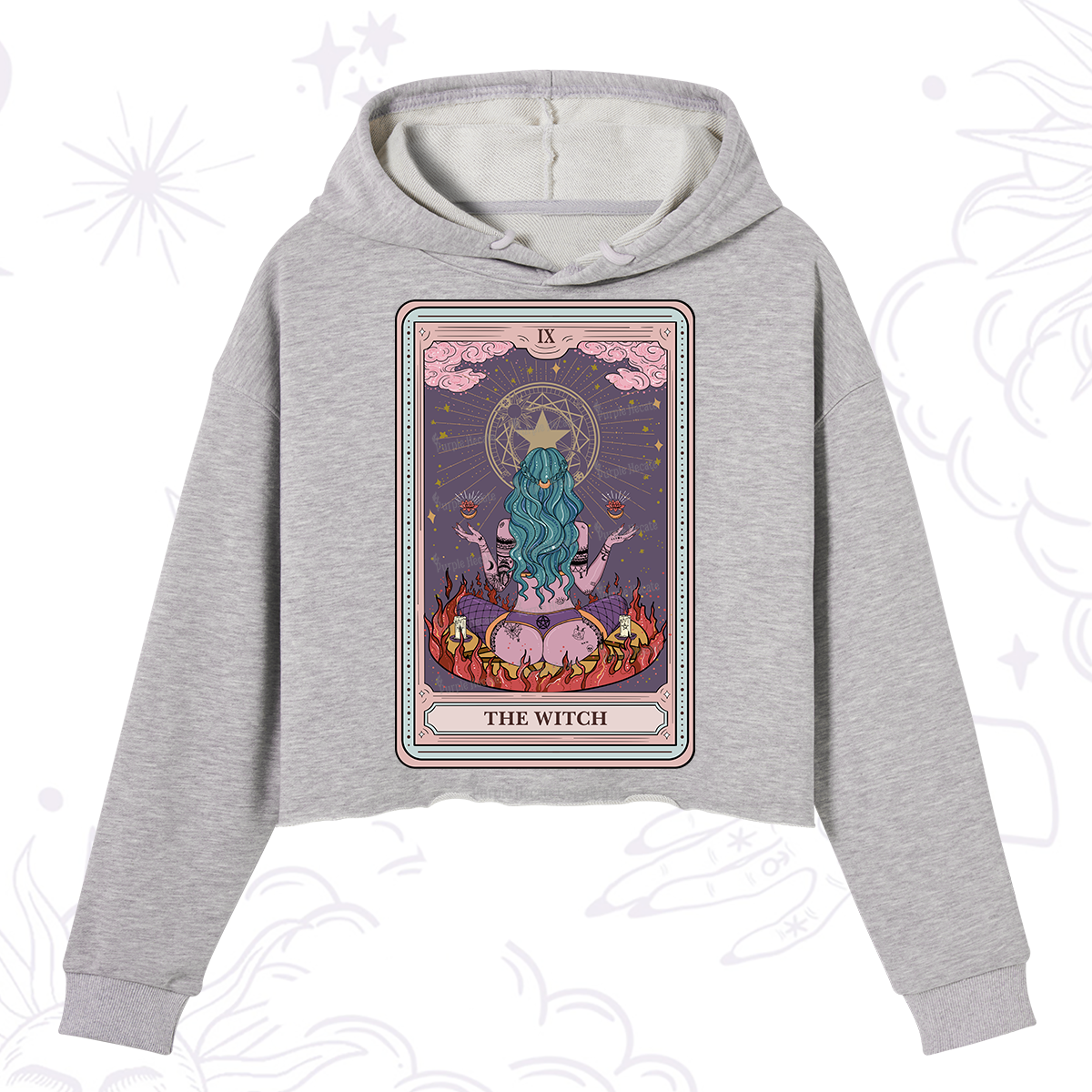 Purplehecate The Witch Tarot Card Crop Hoodie