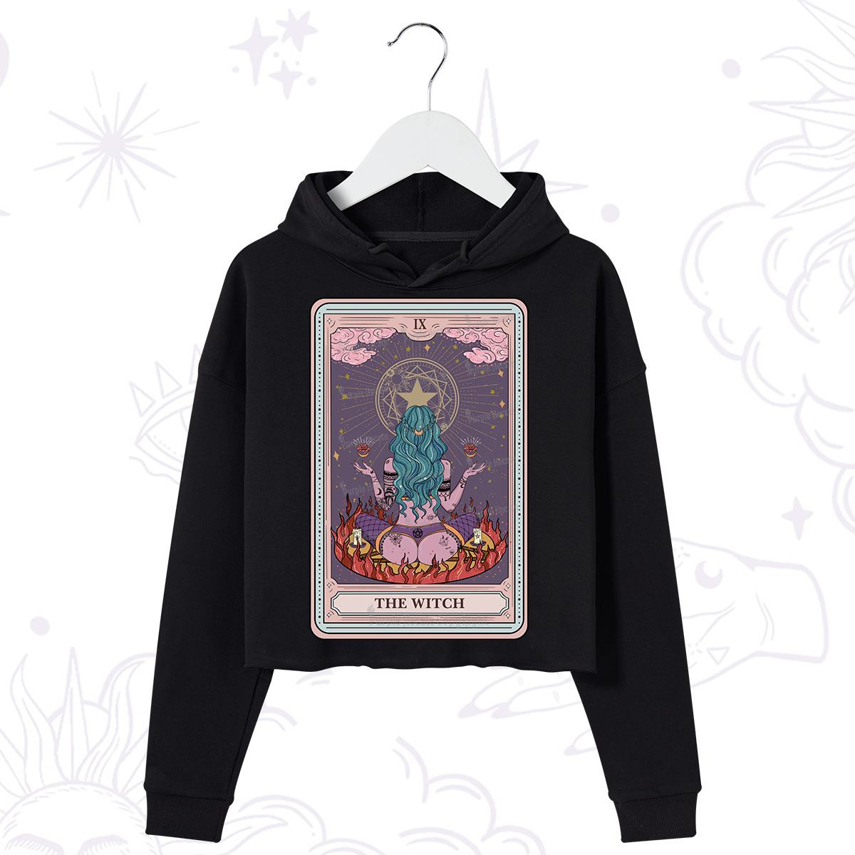 Purplehecate The Witch Tarot Card Crop Hoodie