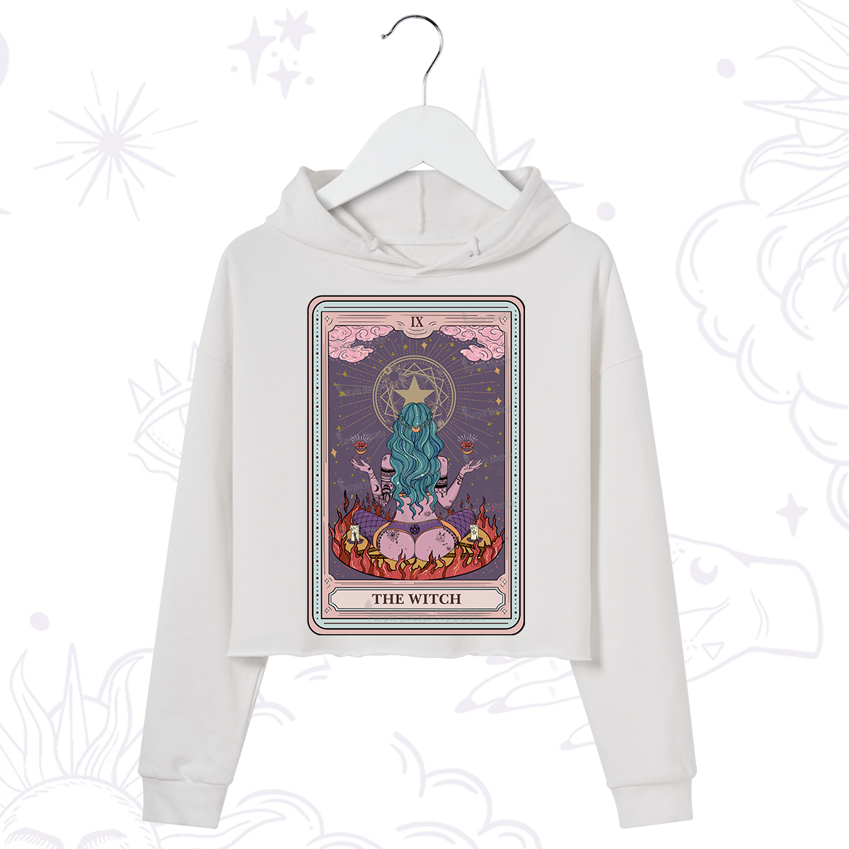 Purplehecate The Witch Tarot Card Crop Hoodie