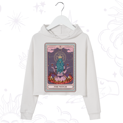 Purplehecate The Witch Tarot Card Crop Hoodie