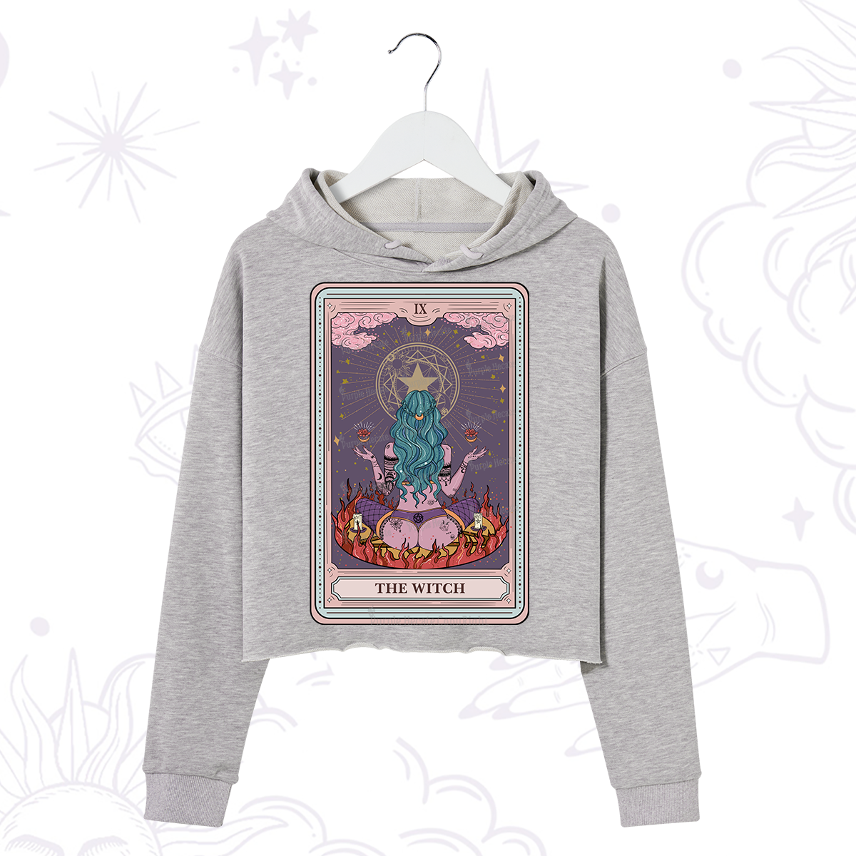 Purplehecate The Witch Tarot Card Crop Hoodie