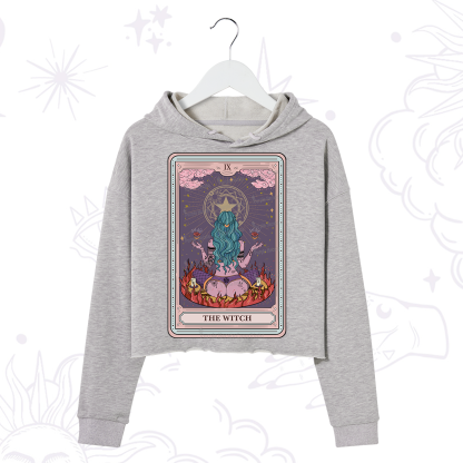 Purplehecate The Witch Tarot Card Crop Hoodie
