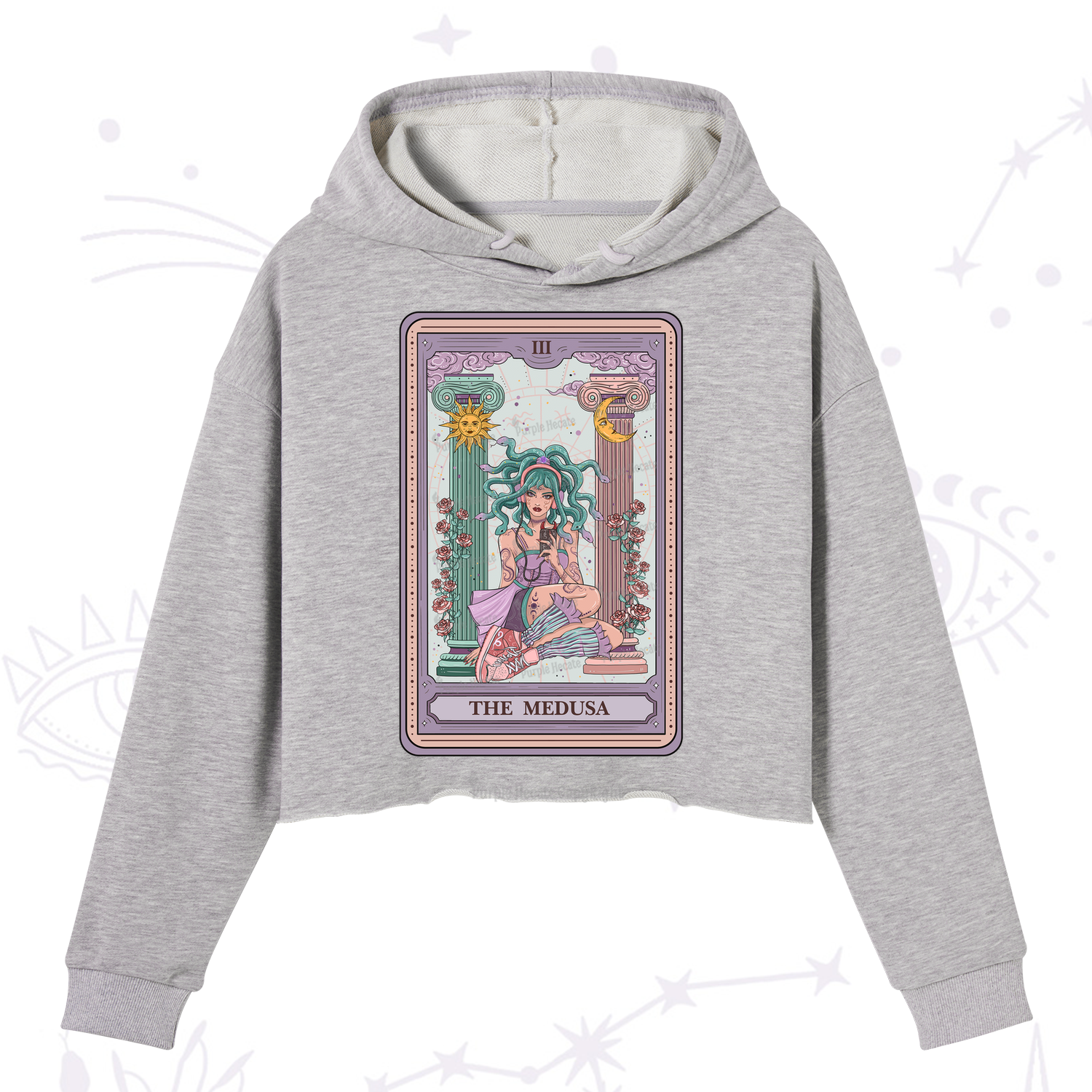 Purplehecate The Fashionable Medusa Tarot Card Crop Hoodie