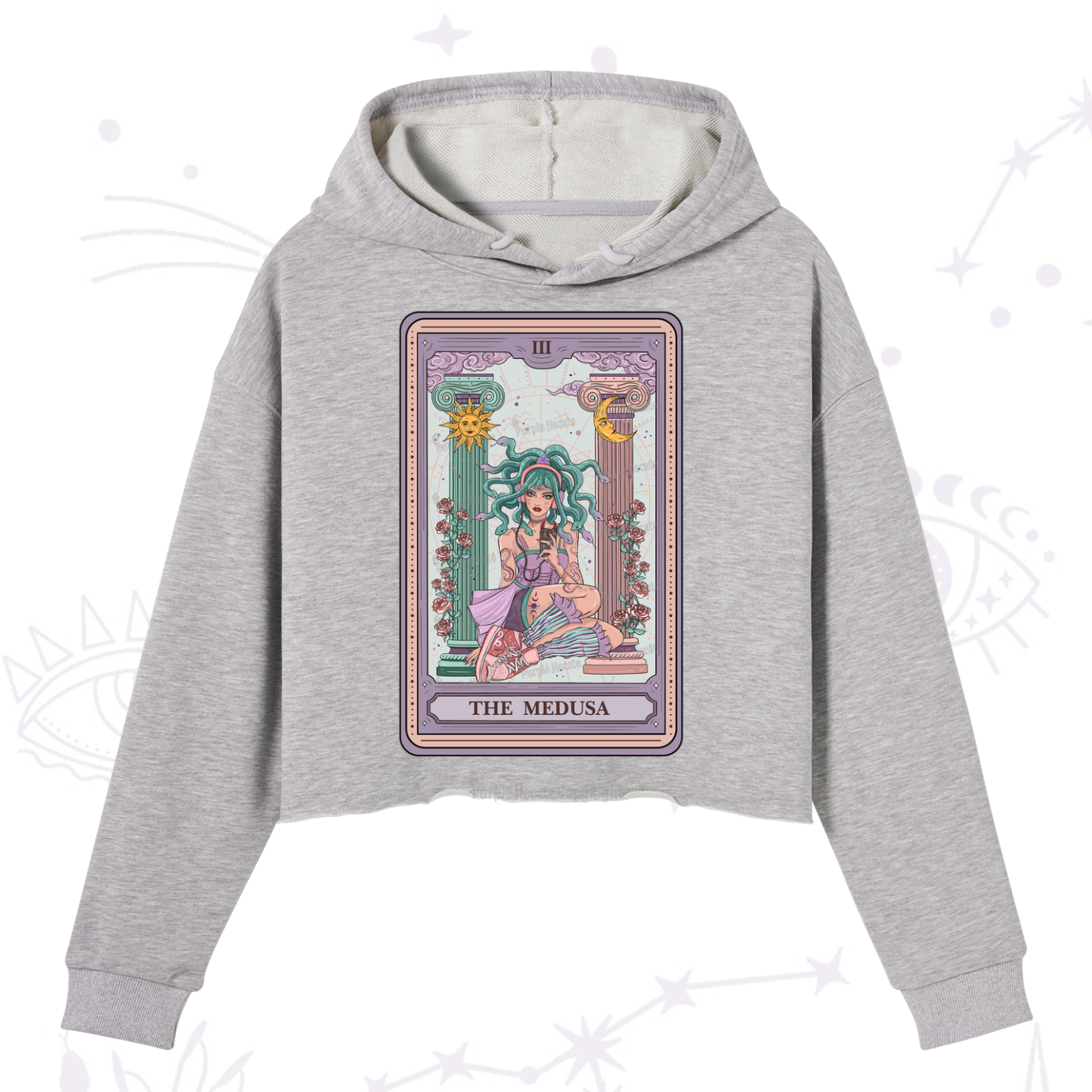Purplehecate The Fashionable Medusa Tarot Card Crop Hoodie
