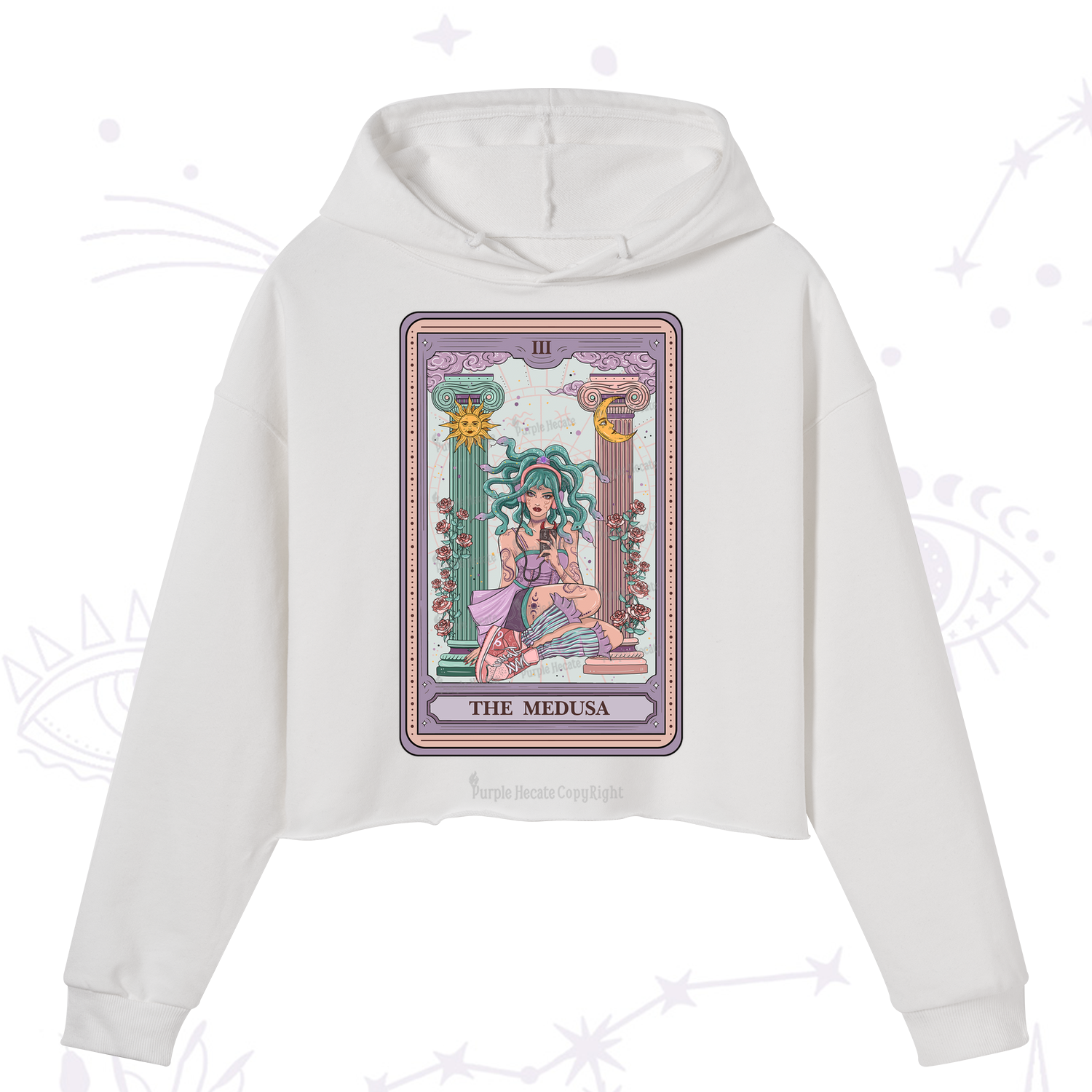 Purplehecate The Fashionable Medusa Tarot Card Crop Hoodie