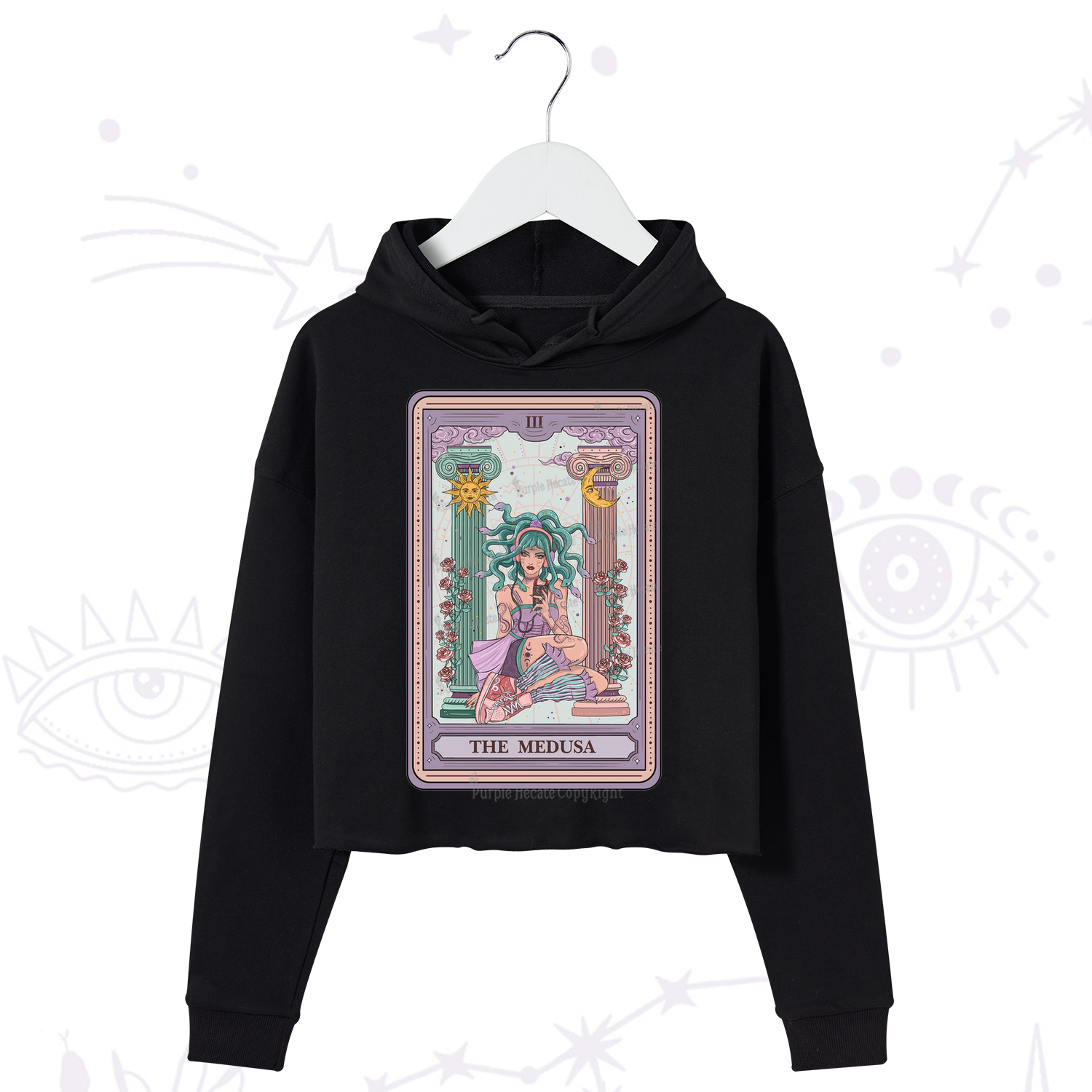 Purplehecate The Fashionable Medusa Tarot Card Crop Hoodie