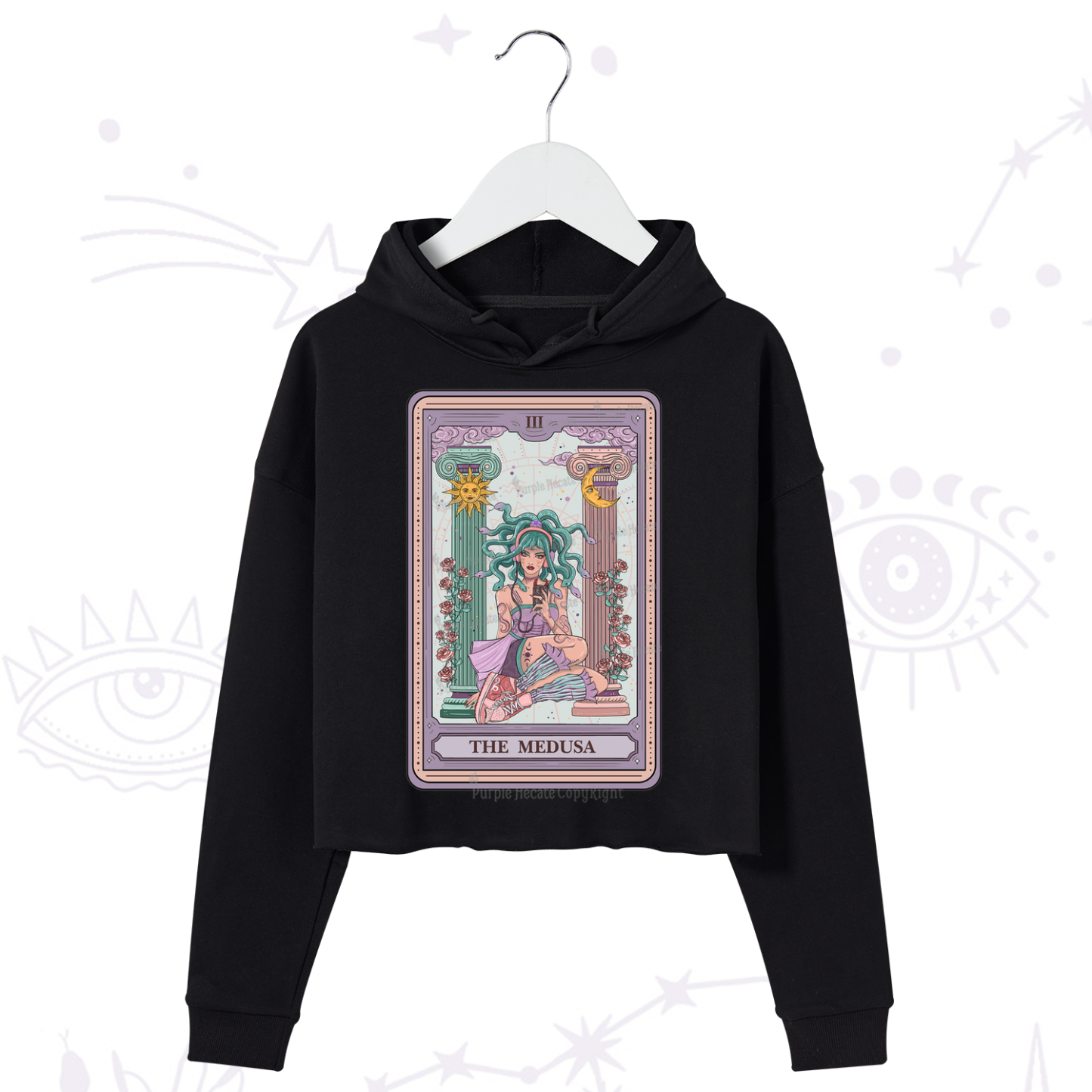 Purplehecate The Fashionable Medusa Tarot Card Crop Hoodie