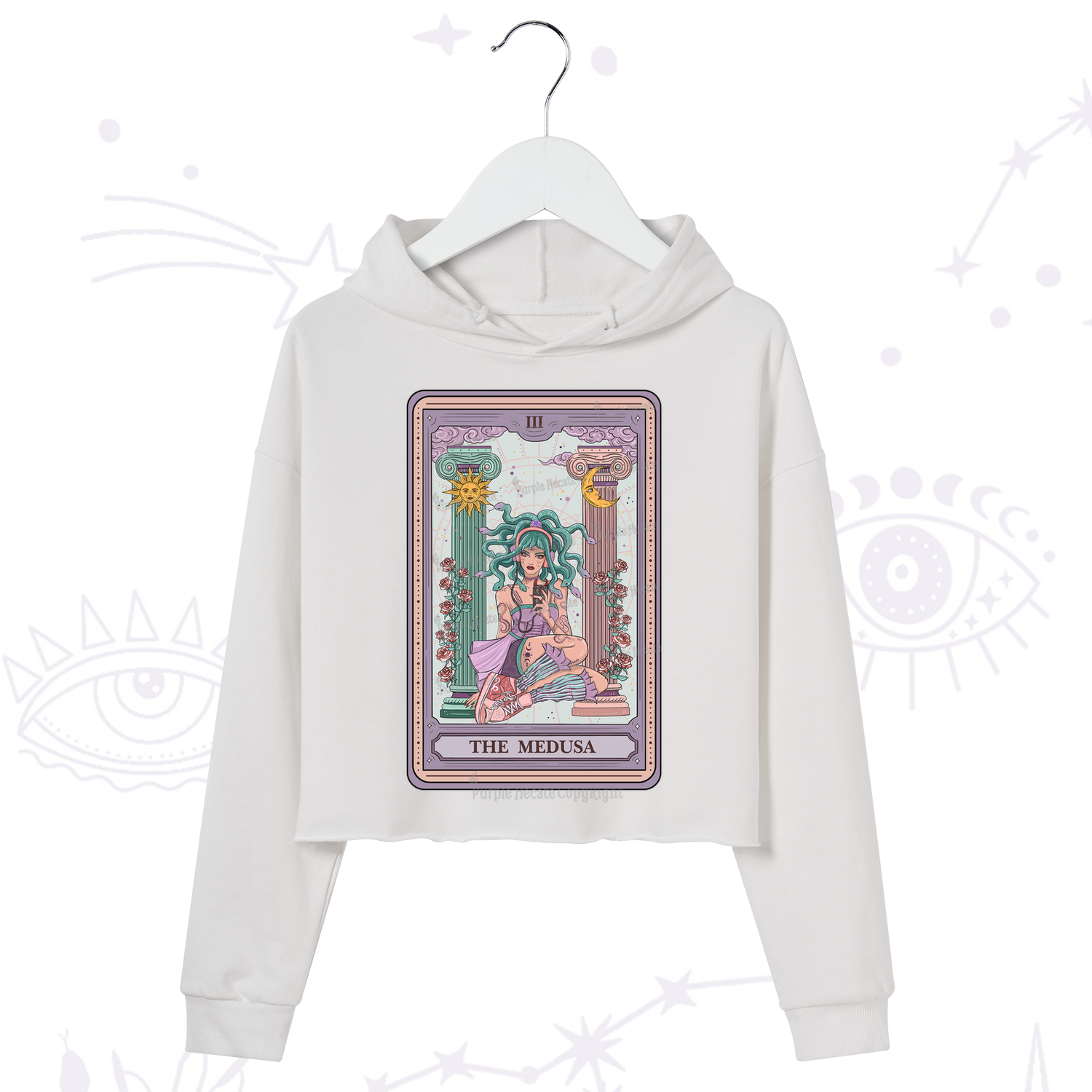 Purplehecate The Fashionable Medusa Tarot Card Crop Hoodie