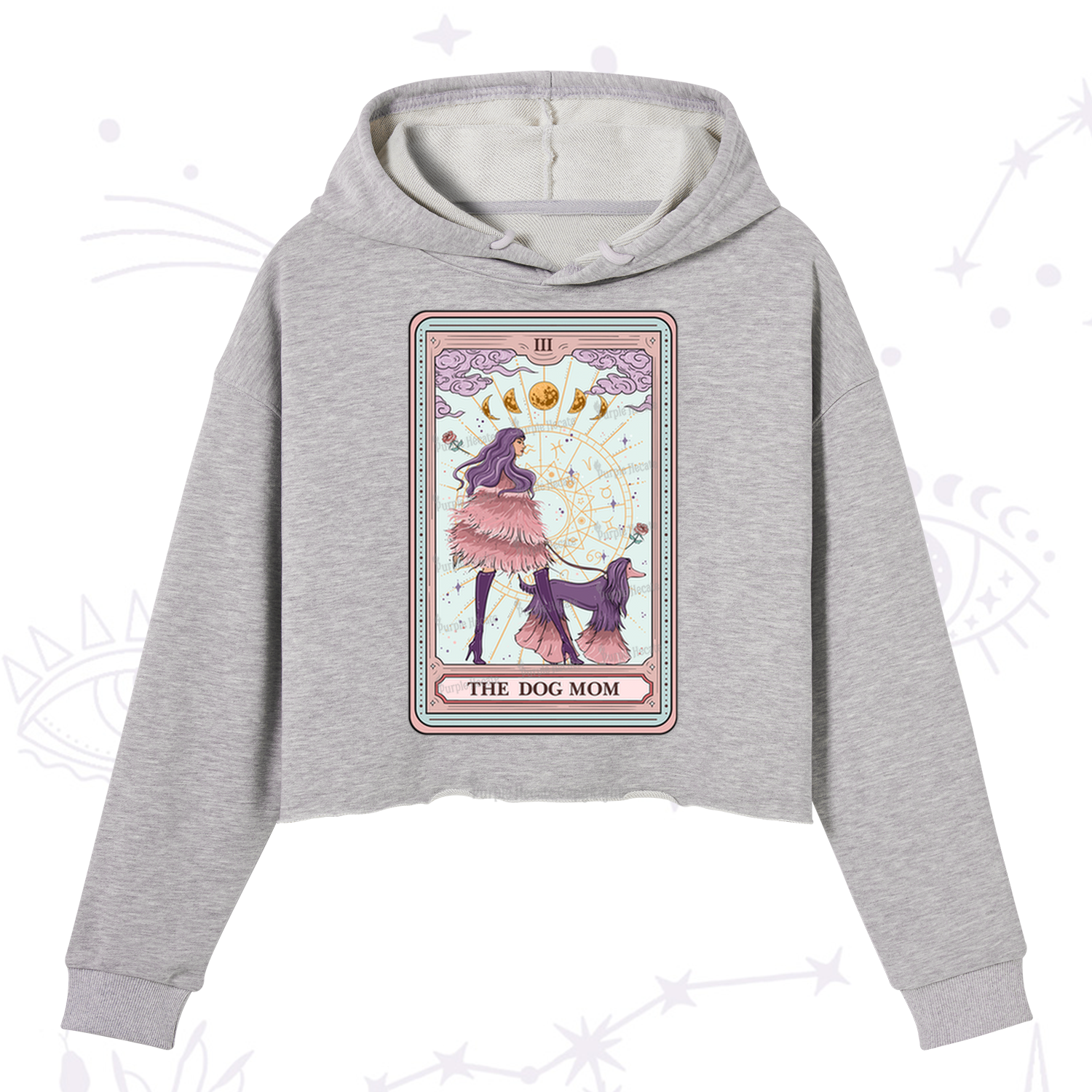Purplehecate The Fashionable Dog Mom Tarot Card Crop Hoodie