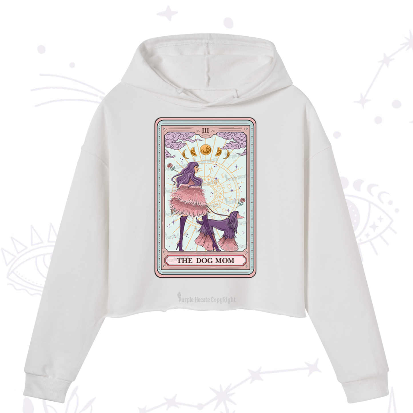 Purplehecate The Fashionable Dog Mom Tarot Card Crop Hoodie