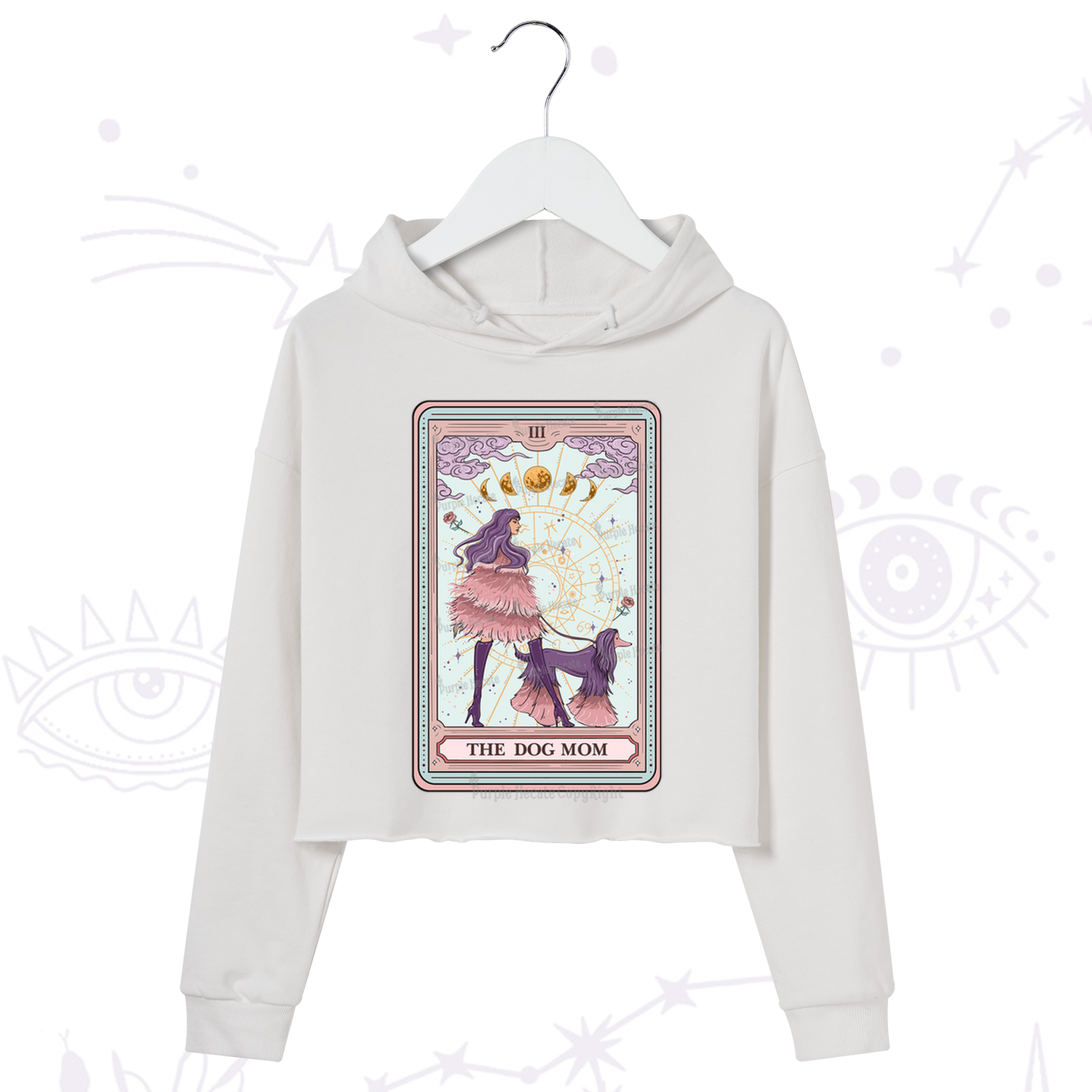 Purplehecate The Fashionable Dog Mom Tarot Card Crop Hoodie