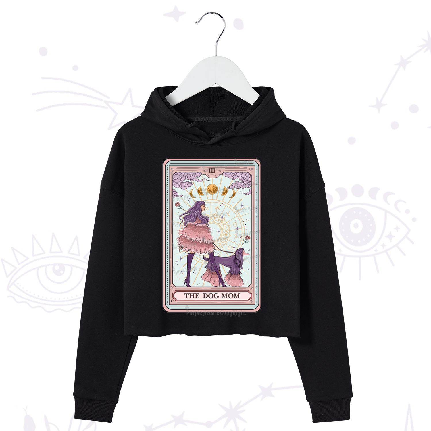 Purplehecate The Fashionable Dog Mom Tarot Card Crop Hoodie