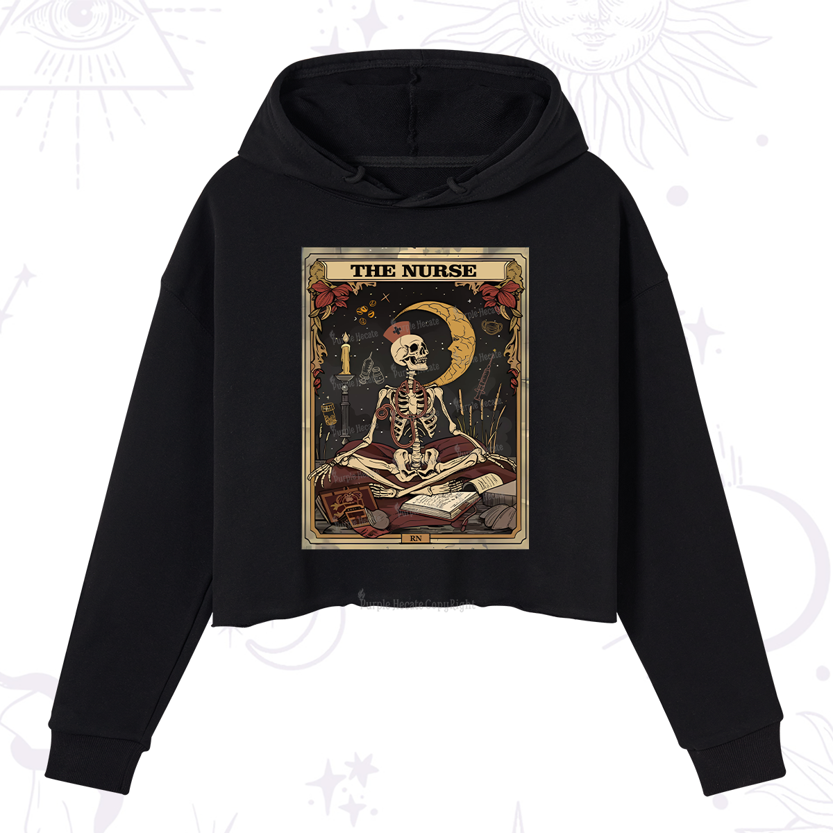 Purplehecate The Nurse Tarot Card Crop Hoodie