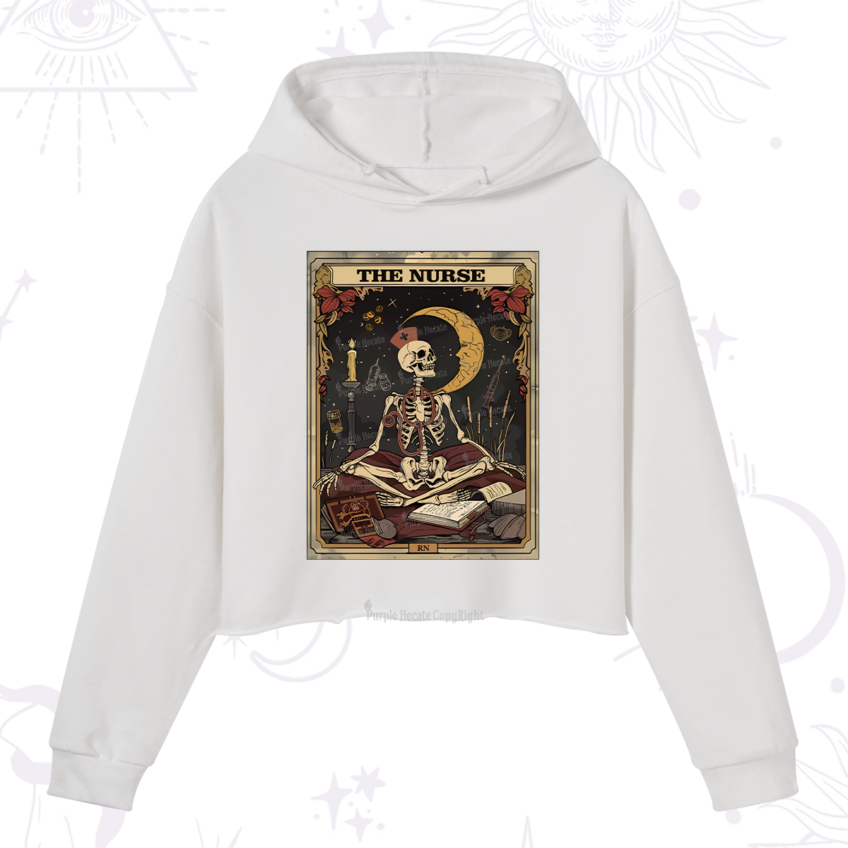 Purplehecate The Nurse Tarot Card Crop Hoodie