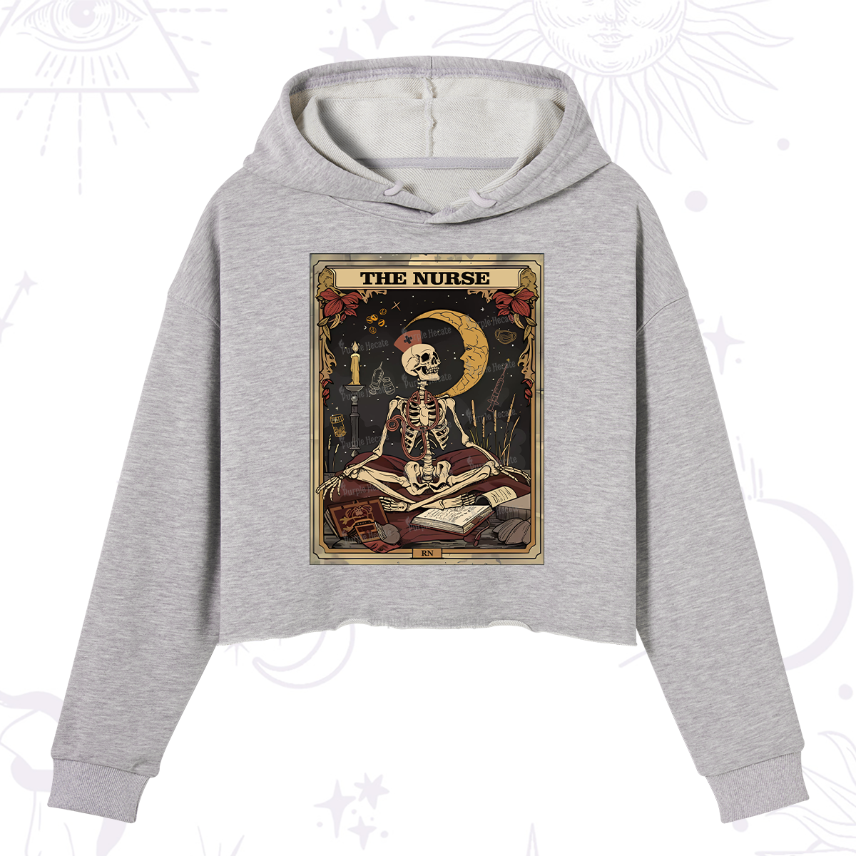 Purplehecate The Nurse Tarot Card Crop Hoodie