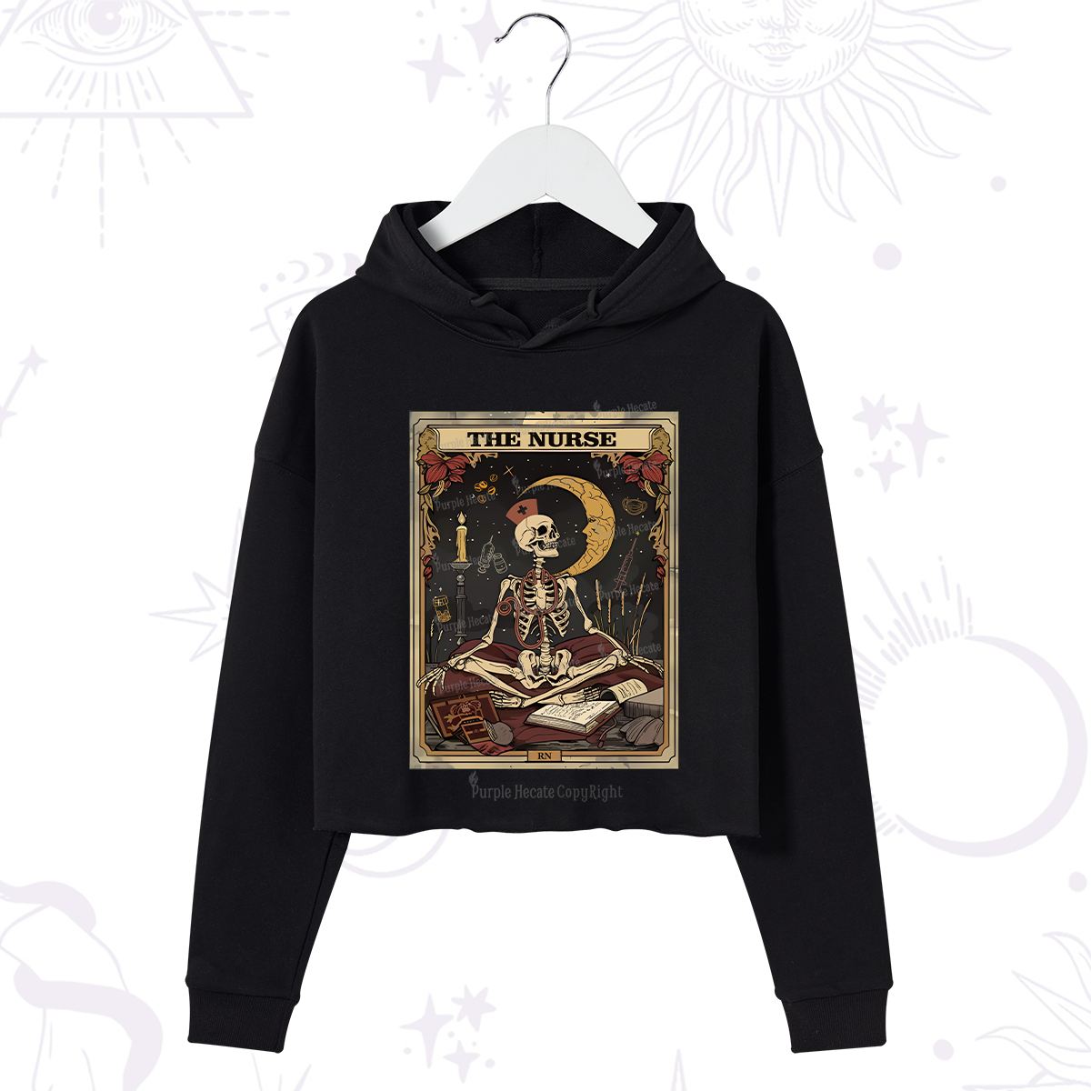 Purplehecate The Nurse Tarot Card Crop Hoodie