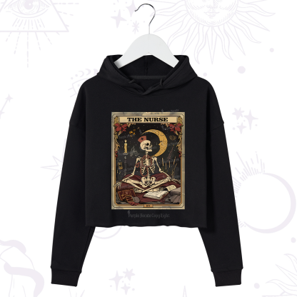 Purplehecate The Nurse Tarot Card Crop Hoodie