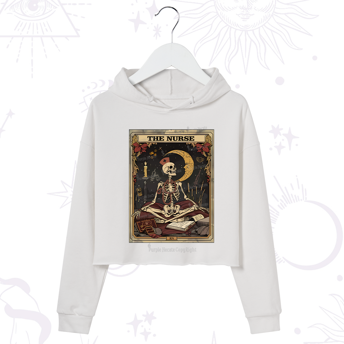 Purplehecate The Nurse Tarot Card Crop Hoodie