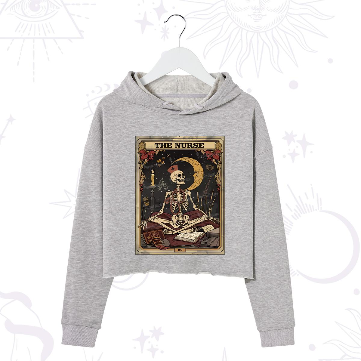 Purplehecate The Nurse Tarot Card Crop Hoodie