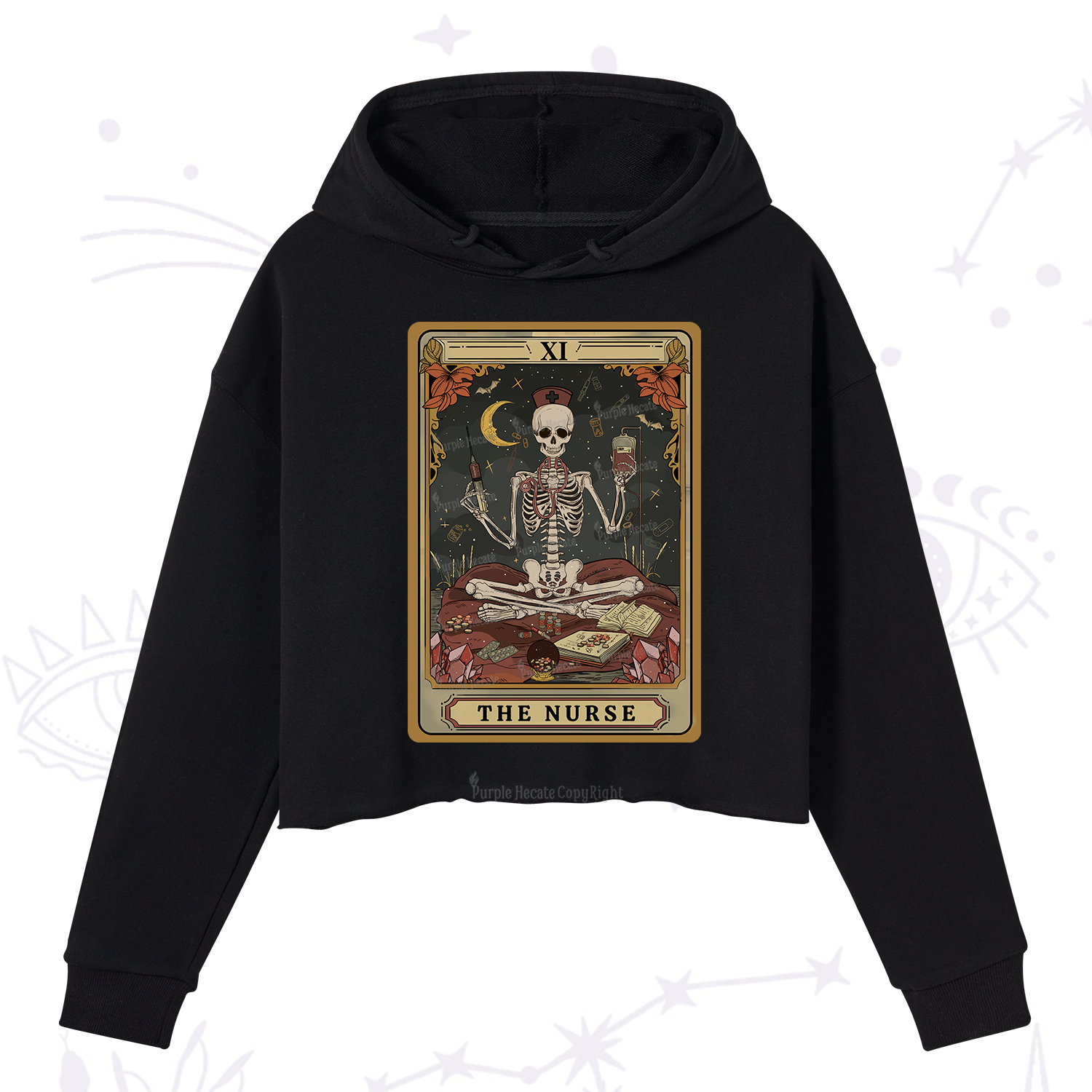 Purplehecate The Nurse Tarot Crop Hoodie