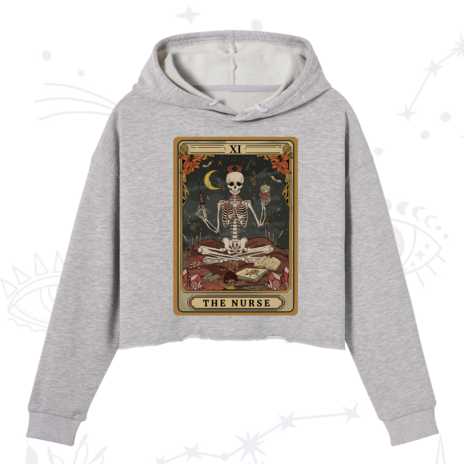 Purplehecate The Nurse Tarot Crop Hoodie