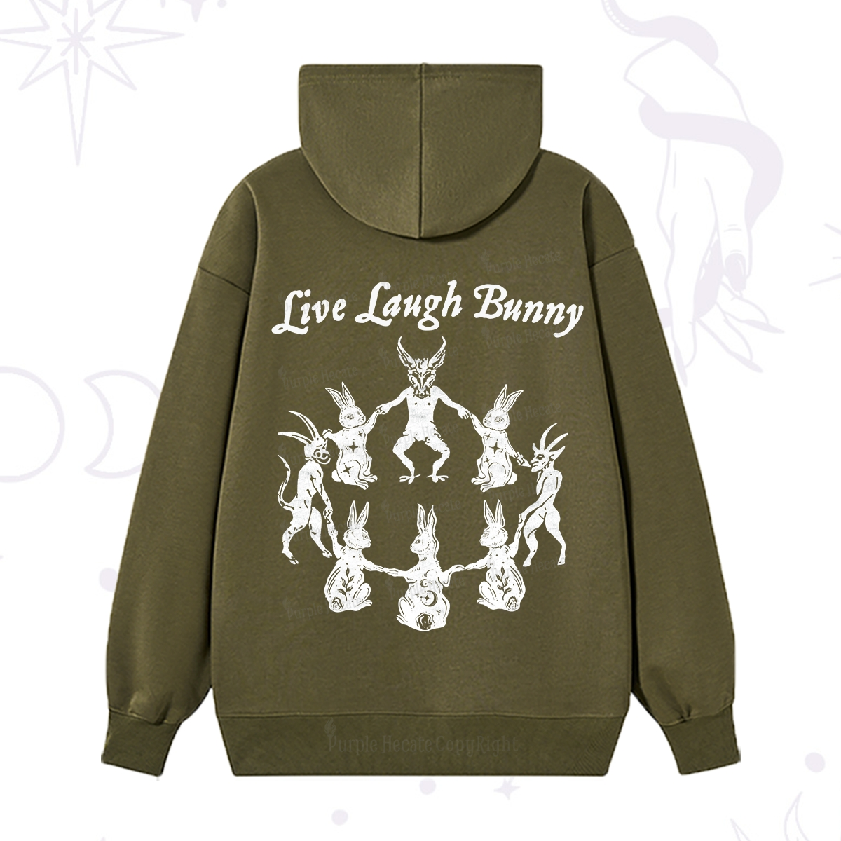 Purplehecate Live Laugh Bunny Hoodie