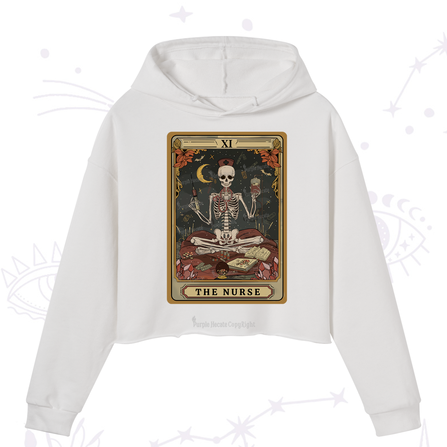 Purplehecate The Nurse Tarot Crop Hoodie