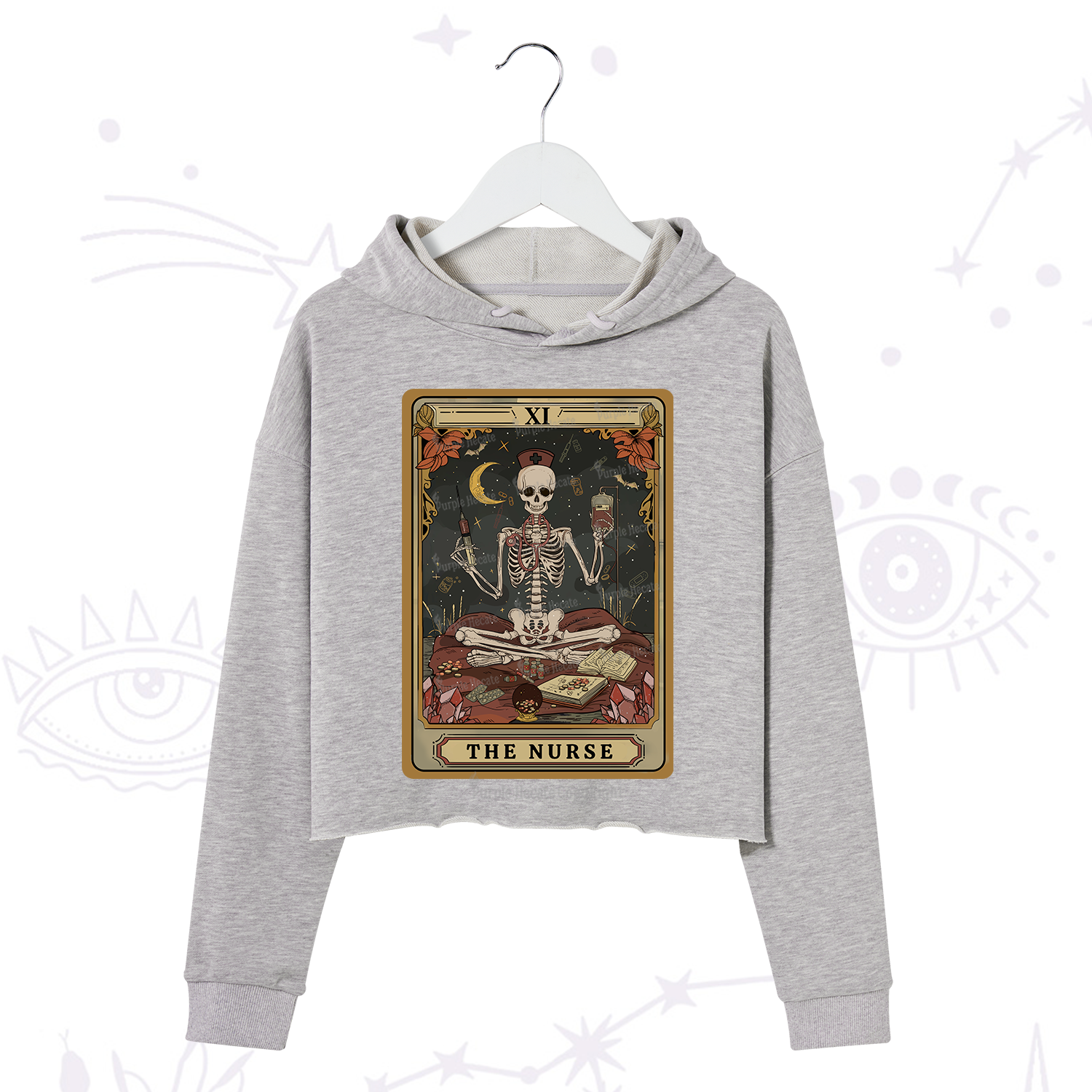 Purplehecate The Nurse Tarot Crop Hoodie