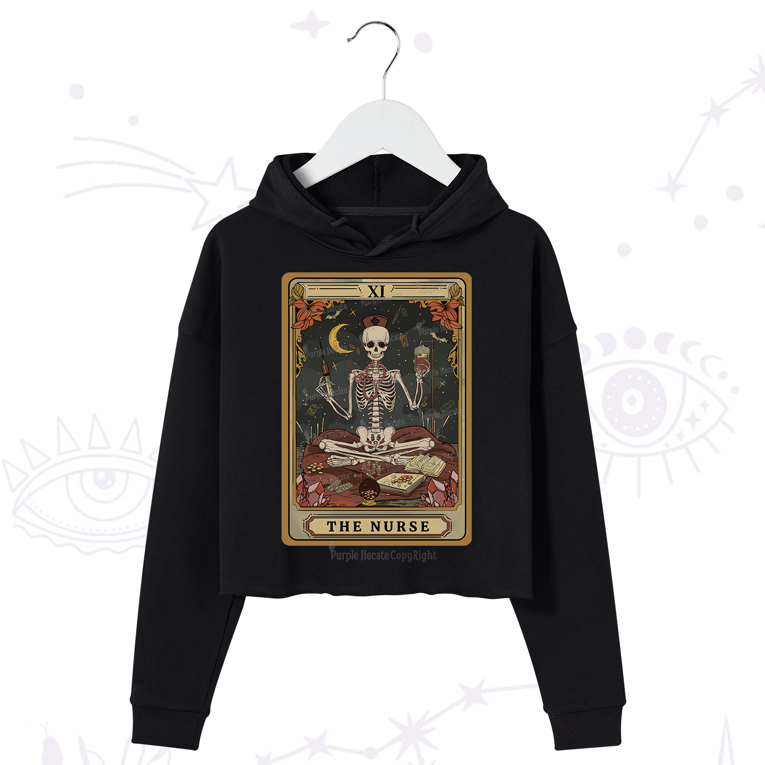 Purplehecate The Nurse Tarot Crop Hoodie