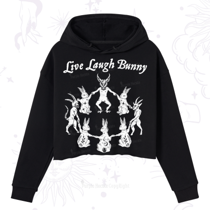 Purplehecate Live Laugh Bunny Crop Hoodie